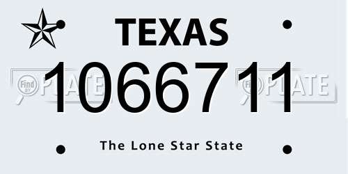 1066711 Texas License Plate
