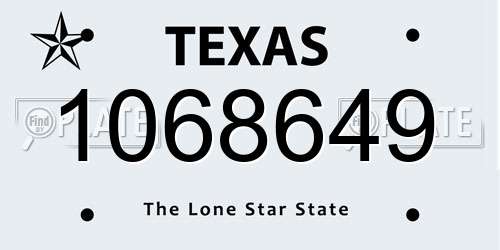1068649 Texas License Plate