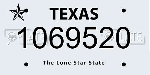 1069520 Texas License Plate