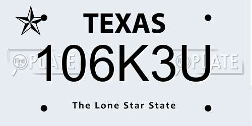 106K3U Texas License Plate