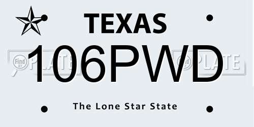 106PWD Texas License Plate