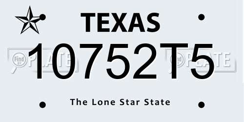 10752T5 Texas License Plate