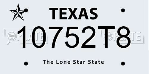 10752T8 Texas License Plate