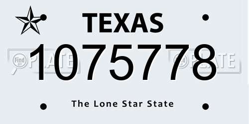 1075778 Texas License Plate
