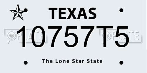 10757T5 Texas License Plate