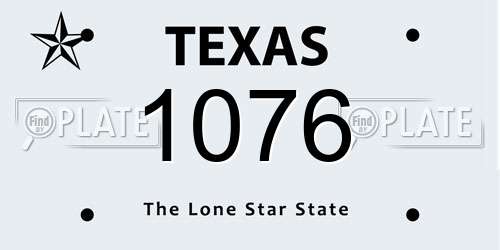 1076 Texas License Plate