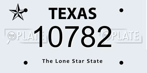 10782 Texas License Plate