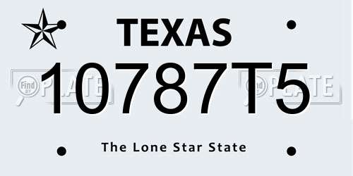 10787T5 Texas License Plate