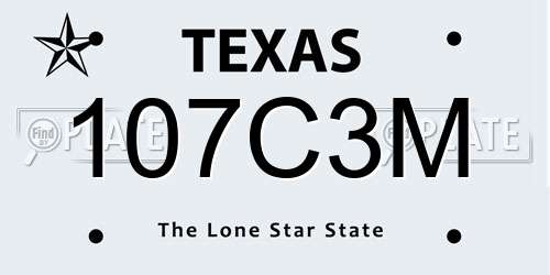 107C3M Texas License Plate