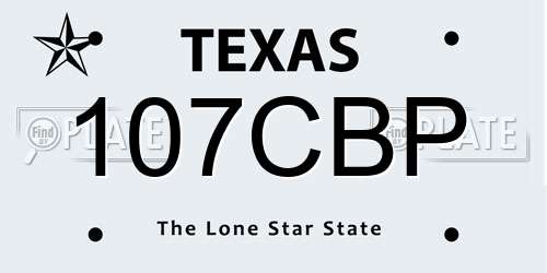 107CBP Texas License Plate