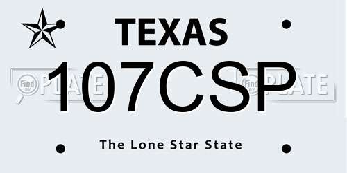 107CSP Texas License Plate