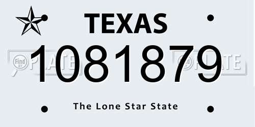 1081879 Texas License Plate