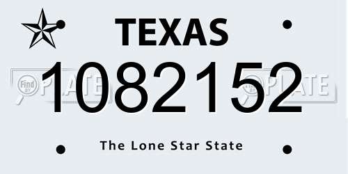 1082152 Texas License Plate