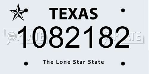 1082182 Texas License Plate