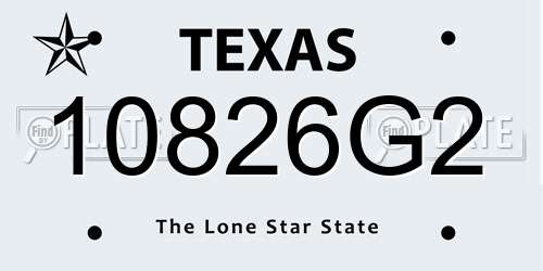10826G2 Texas License Plate