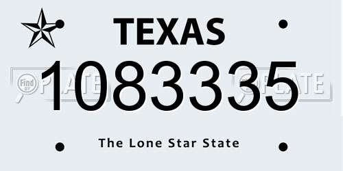 1083335 Texas License Plate
