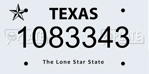 1083343 Texas License Plate