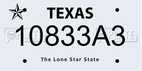 10833A3 Texas License Plate
