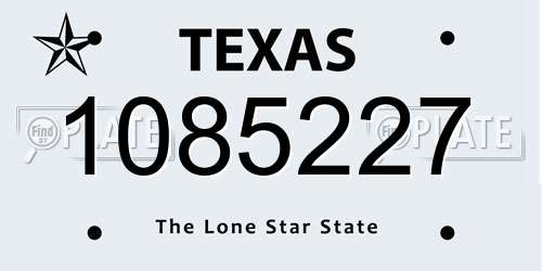 1085227 Texas License Plate