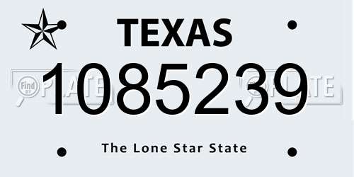 1085239 Texas License Plate