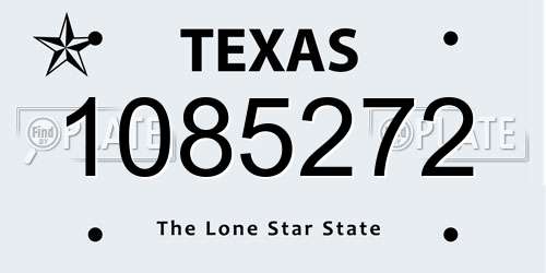 1085272 Texas License Plate