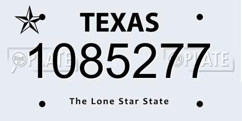 1085277 Texas License Plate