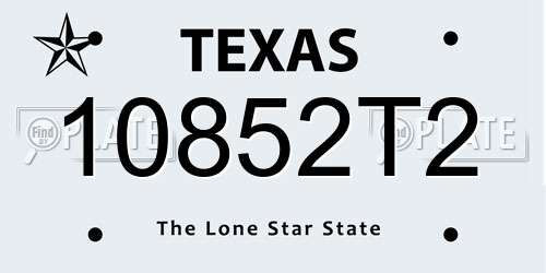 10852T2 Texas License Plate