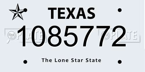 1085772 Texas License Plate