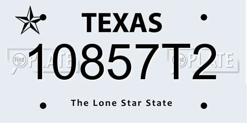 10857T2 Texas License Plate