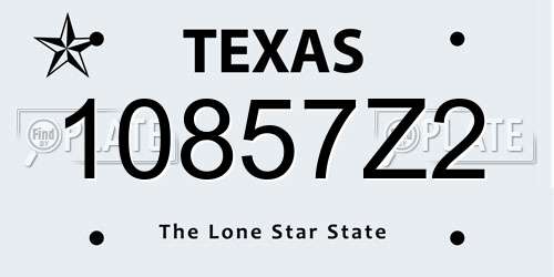 10857Z2 Texas License Plate