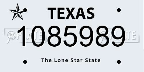 1085989 Texas License Plate