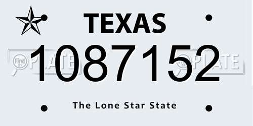 1087152 Texas License Plate