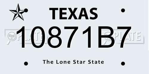 10871B7 Texas License Plate