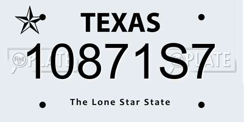 10871S7 Texas License Plate