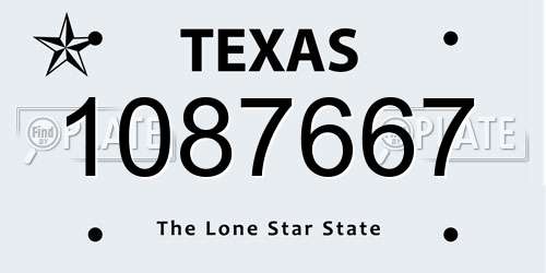 1087667 Texas License Plate