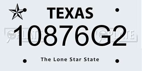 10876G2 Texas License Plate