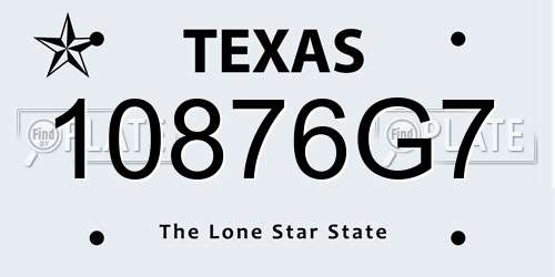 10876G7 Texas License Plate