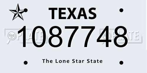 1087748 Texas License Plate