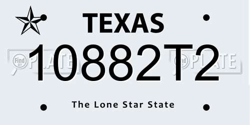10882T2 Texas License Plate