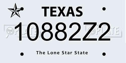 10882Z2 Texas License Plate