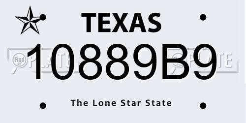 10889B9 Texas License Plate