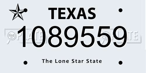 1089559 Texas License Plate