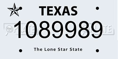 1089989 Texas License Plate