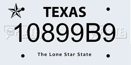 10899B9 Texas License Plate