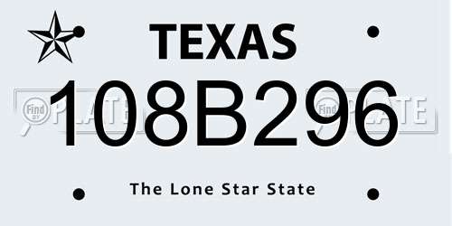 108B296 Texas License Plate