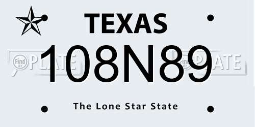 108N89 Texas License Plate
