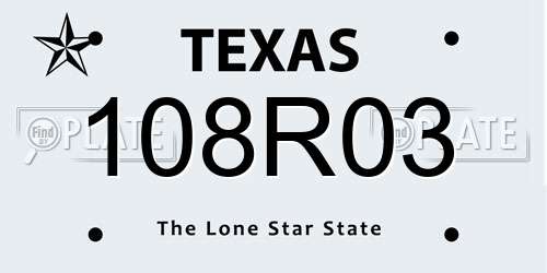 108R03 Texas License Plate