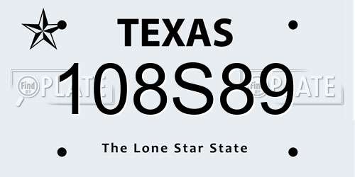 108S89 Texas License Plate
