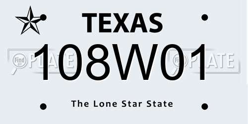 108W01 Texas License Plate