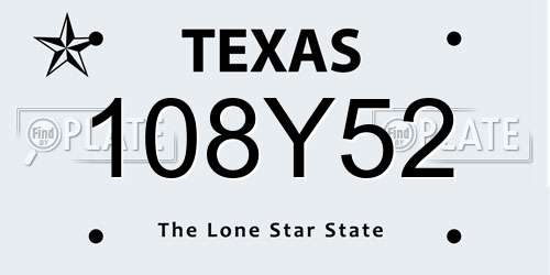 108Y52 Texas License Plate